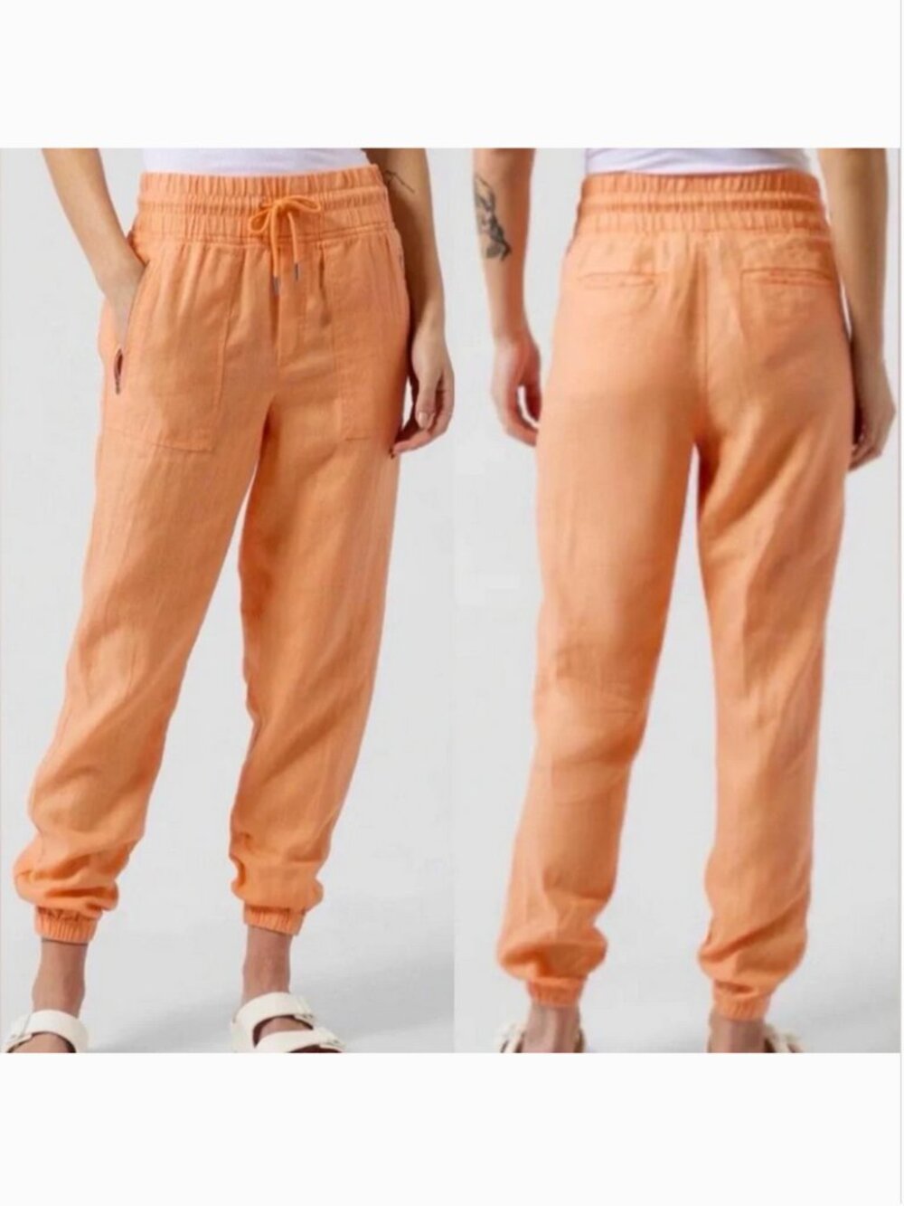 Athleta Cabo Linen Jogger Pants Size 14 Women's
